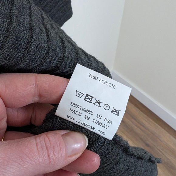 Luukaa Anthracite Wool Duster Long Cardigan Wide Sleeve Maxi Button Closure - Picture 6 of 12